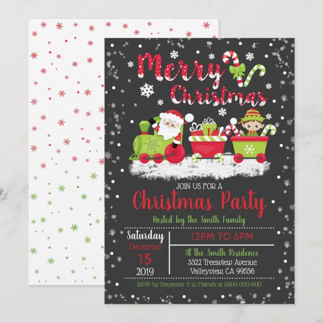 Santa Christmas Party Invitation Holiday Party (Front/Back)