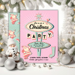 Santa Christmas Party Sign Mod Retro Invitation<br><div class="desc">Bold and Bright Christmas Holiday Party with fun fonts with a mod retro vibe. Features Vegas style sign with funky colours of pink, red, light red, minty green and creamy white, Santa Claus, martini cocktail. Perfect for a cocktail party, friendrmas, office party or a Vegas Christmas party! All wording can...</div>