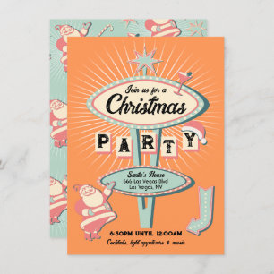 Santa Christmas Party Sign Mod Retro Invitation