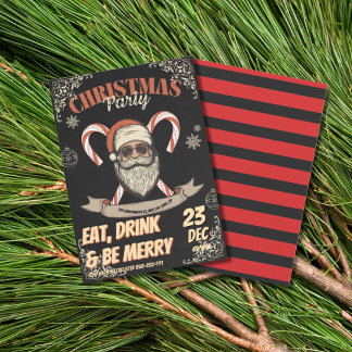 Santa Christmas Party Vintage Red  Invitation