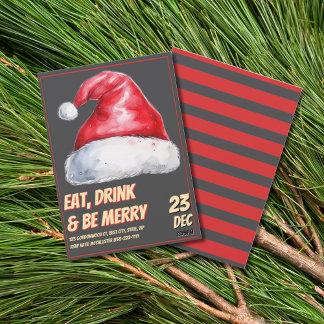 Santa Christmas Party Vintage Red  Invitation