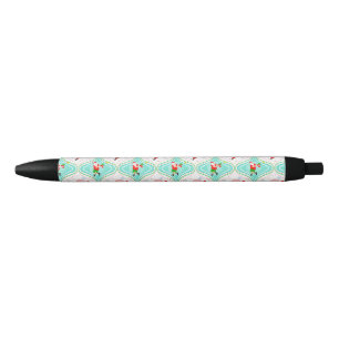 Santa Christmas Pickleball Ogee Pattern Black Ink Pen