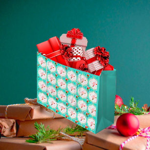 Santa Christmas Pickleball Ogee Pattern  Large Gift Bag