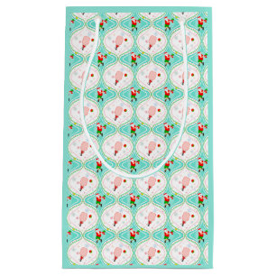 Santa Christmas Pickleball Ogee Pattern Small Gift Bag