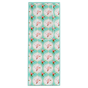 Santa Christmas Pickleball Ogee Pattern Wine Gift Bag