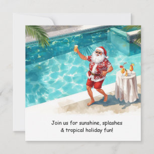 Santa Christmas Pool Party Invitation 