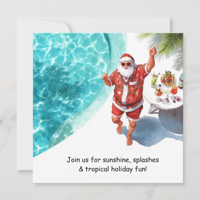 Santa Christmas Pool Party Invitation  (Front)