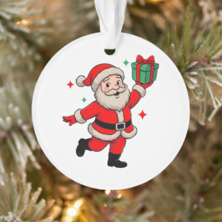 Santa Christmas Present Retro Vintage Xmas Holiday Ornament