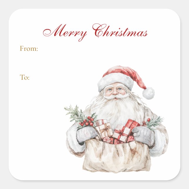 Santa Christmas Presents Gift tag sticker (Front)