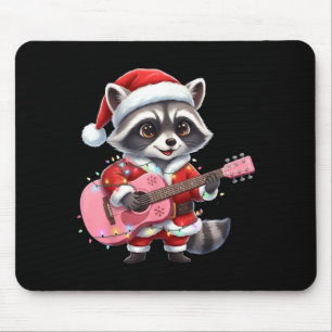 Santa Christmas Raccoon Playing Nk Guitar Mouse Mat