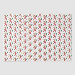 Santa Christmas Reindeer Playing Pickleball Tissue Paper