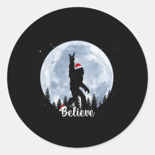 Santa Christmas Rock Sasquatch Xmas Girl  Classic Round Sticker