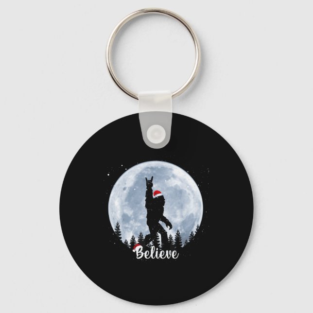 Santa Christmas Rock Sasquatch Xmas Girl  Key Ring (Front)