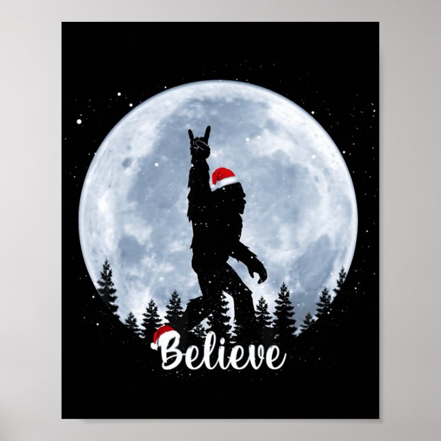 Santa Christmas Rock Sasquatch Xmas Girl  Poster (Front)