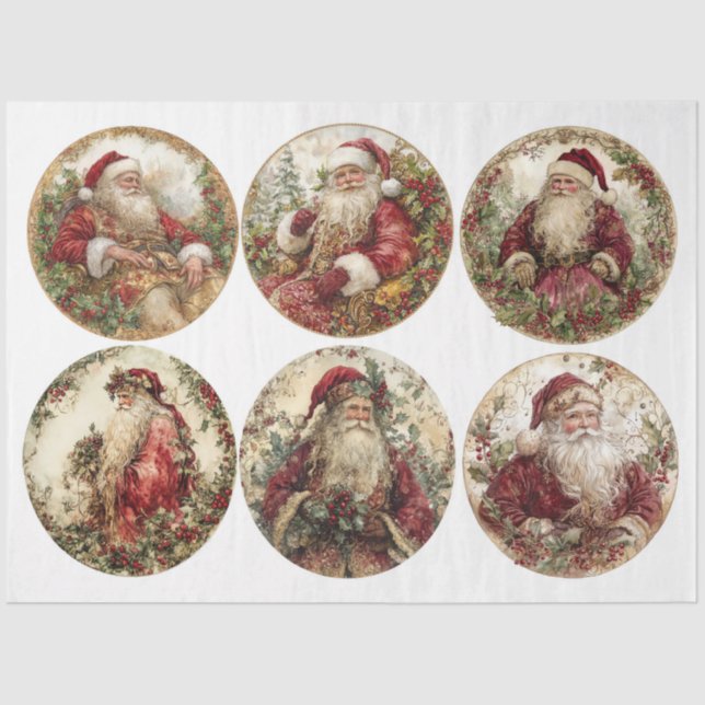 Santa Christmas Rounds Tissue Paper (Front)