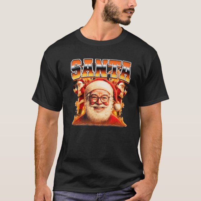 Santa Christmas Santa Claus 90s Bootleg Style Prem T-Shirt (Front)