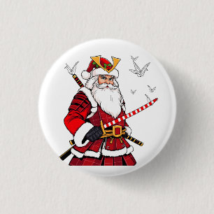 Santa Christmas Santa Claus Japanese Art Samurai 3 Cm Round Badge