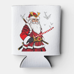 Santa Christmas Santa Claus Japanese Art Samurai Can Cooler