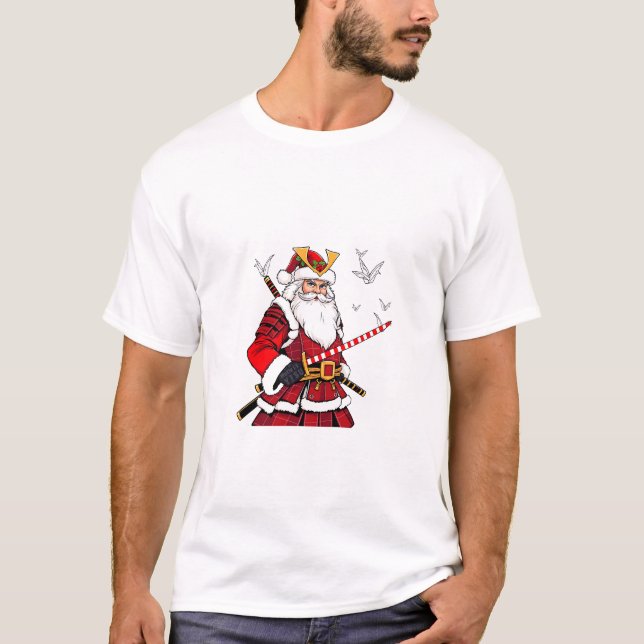 Santa Christmas Santa Claus Japanese Art Samurai  T-Shirt (Front)