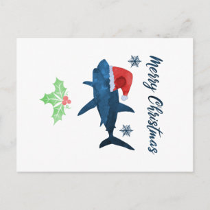 Santa Christmas Shark Postcard