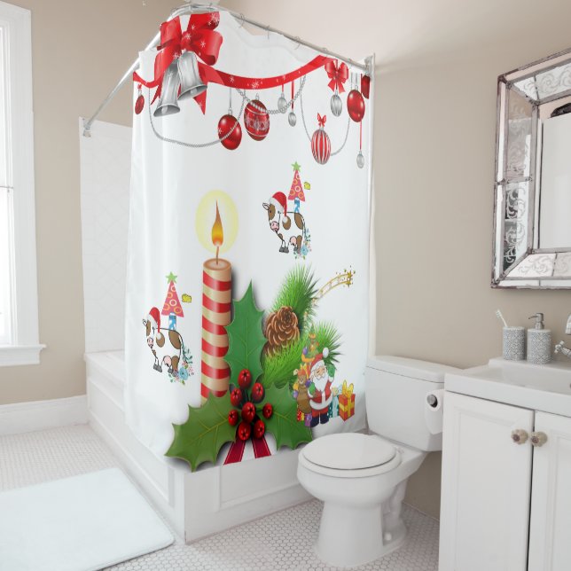 Santa Christmas Shower Curtain Cow Country  (In Situ)