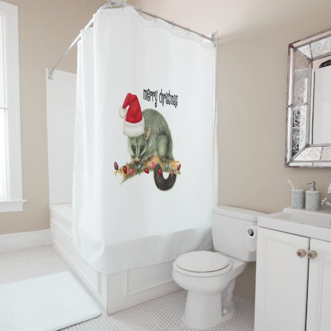Santa Christmas Shower Curtain Possum (In Situ)