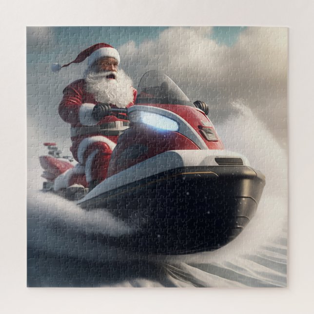 SANTA CHRISTMAS SNOWMOBILE JIGSAW PUZZLE (Vertical)