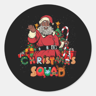 Santa Christmas Squad Black Men African American M Classic Round Sticker
