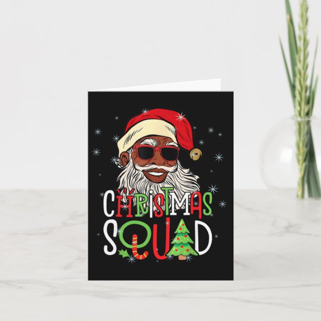 Santa Christmas Squad Black Men African American P Card (Front)