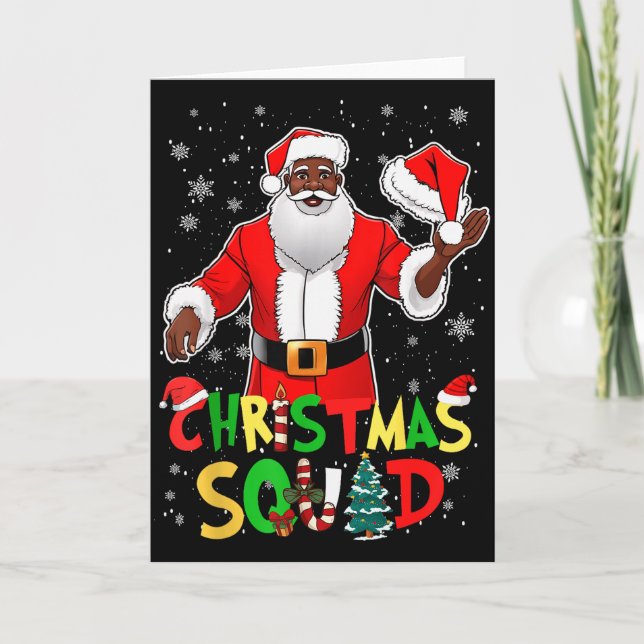 Santa Christmas Squad Black Men African American P Card (Front)