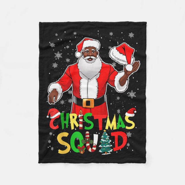 Santa Christmas Squad Black Men African American P Fleece Blanket (Front)