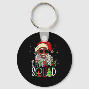 Santa Christmas Squad Black Men African American P Key Ring