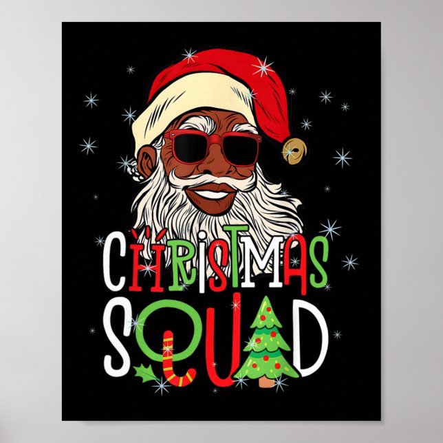 Santa Christmas Squad Black Men African American P Poster (Front)