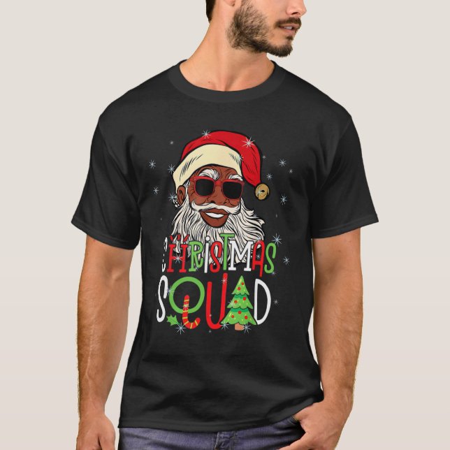 Santa Christmas Squad Black Men African American P T-Shirt (Front)