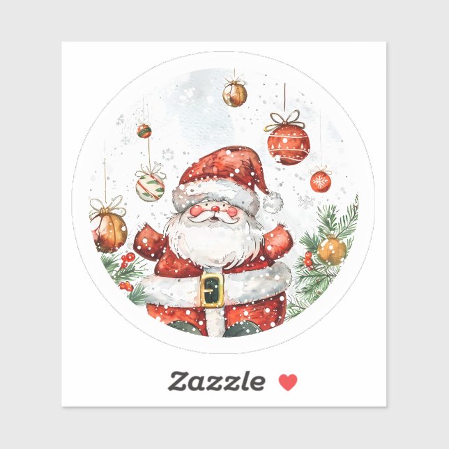 Santa Christmas Sticker With Ornaments (Sheet)