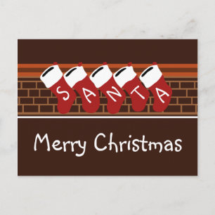 Santa Christmas Stockings Holiday Postcard