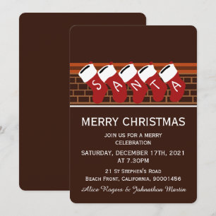 Santa Christmas Stockings Party Invitation