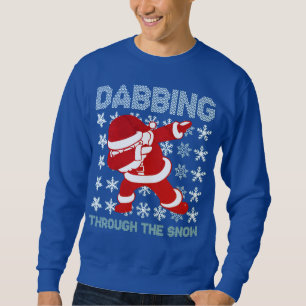 Santa Christmas Sweater dabbing through the snow T