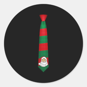Santa Christmas Tie, Necktie Funny Dress Xmas Grap Classic Round Sticker