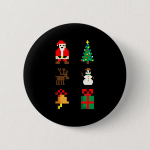 Santa Christmas Tree Deer Snowman Bell Gift Xmas X 6 Cm Round Badge