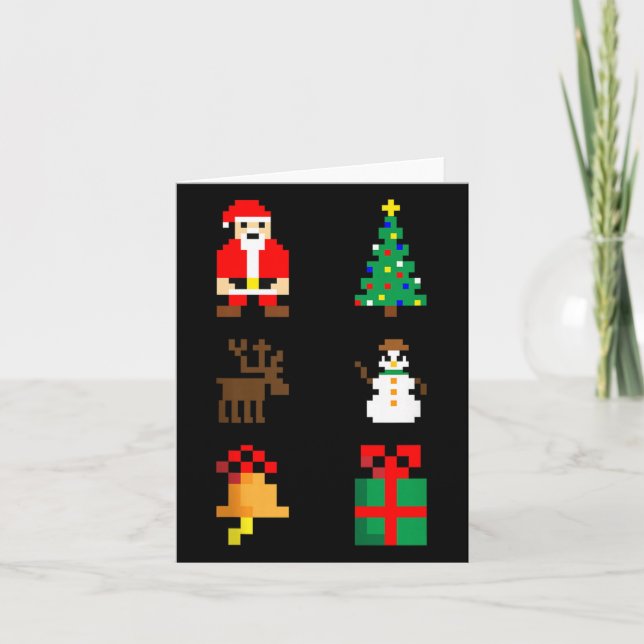 Santa Christmas Tree Deer Snowman Bell Gift Xmas X Card (Front)