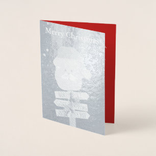 Santa Christmas Tree Silver Foil Card