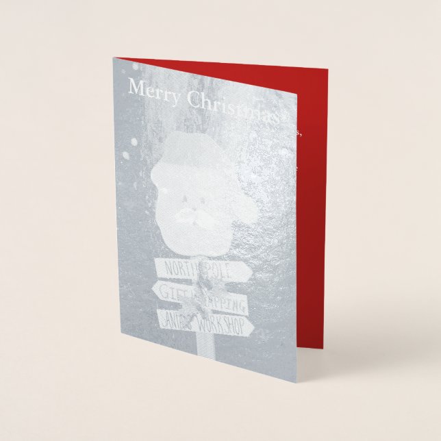 Santa Christmas Tree Silver Foil Card (Front)