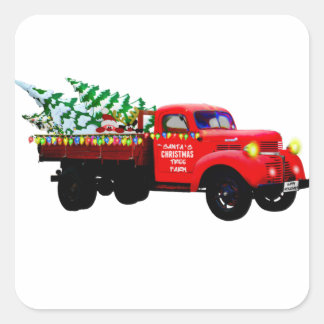 Santa Christmas Tree Truck Sticker