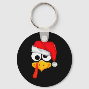 Santa Christmas Turkey Face Funny Family Matching Key Ring