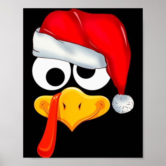 Santa Christmas Turkey Face Funny Family Matching  Poster (Front)