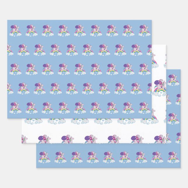 Santa Christmas Unicorn Wrapping Paper Sheet (Set)