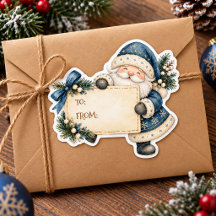 Santa Christmas Vintage Watercolor Gift Sticker
