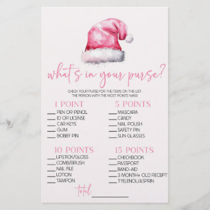 Santa Christmas What's In Purse Baby Shower Game Stationery