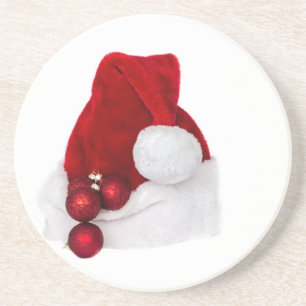 Santa Christmas Winter Hat Stocking Red Coaster